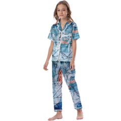 Retro Girls Kids  Satin Short Sleeve Pajamas Set by ExtraAwesomeSauce