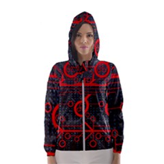 Tech - Red Women s Hooded Windbreaker by ExtraAwesomeSauce