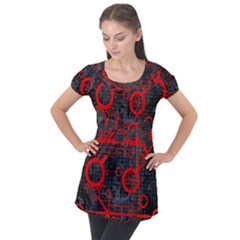 Tech - Red Puff Sleeve Tunic Top by ExtraAwesomeSauce