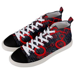 Tech - Red Men s Mid-top Canvas Sneakers by ExtraAwesomeSauce
