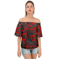 Tech - Red Off Shoulder Short Sleeve Top by ExtraAwesomeSauce