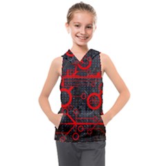 Tech - Red Kids  Sleeveless Hoodie by ExtraAwesomeSauce