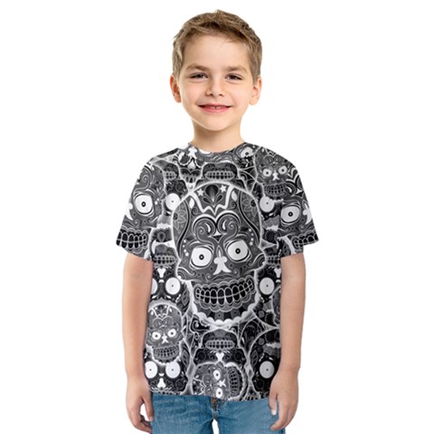 Sugar Skulls Bw Kids  Sport Mesh Tee by ExtraAwesomeSauce