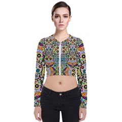 Sugar Skulls Pattern Long Sleeve Zip Up Bomber Jacket by ExtraAwesomeSauce