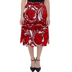 Red Ethnic Flowers Classic Midi Skirt by Eskimos