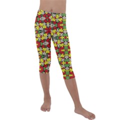 Leaves Pattern Kids  Lightweight Velour Capri Leggings  by ExtraAwesomeSauce