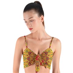 Mandela Flower Orange And Red Woven Tie Front Bralet by ExtraAwesomeSauce