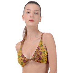 Mandela Flower Orange And Red Knot Up Bikini Top by ExtraAwesomeSauce