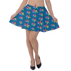 Rainbowcolor Velvet Skater Skirt by Sparkle