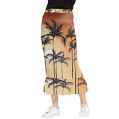 Sunset Palm Trees Beach Summer Maxi Fishtail Chiffon Skirt by ExtraAwesomeSauce