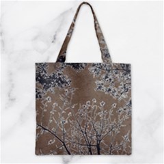 Linear Textured Botanical Motif Design Zipper Grocery Tote Bag by dflcprintsclothing