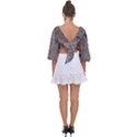 Linear Textured Botanical Motif Design Tie Back Butterfly Sleeve Chiffon Top View2