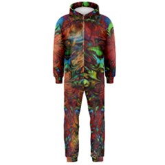 Boho Hippie Trippy Floral Pattern Hooded Jumpsuit (men)  by CrypticFragmentsDesign