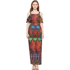 Boho Hippie Trippy Floral Pattern Draped Sleeveless Chiffon Jumpsuit by CrypticFragmentsDesign