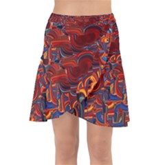 Phoenix In The Rain Abstract Pattern Wrap Front Skirt by CrypticFragmentsDesign