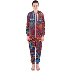 Phoenix Rising Colorful Abstract Art Hooded Jumpsuit (ladies)  by CrypticFragmentsDesign