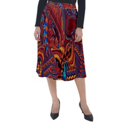 Phoenix Rising Colorful Abstract Art Classic Velour Midi Skirt  by CrypticFragmentsDesign