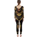Black and Gold Abstract Line Art Pattern Long Sleeve Catsuit View2