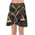 Black and Gold Abstract Line Art Pattern Wrap Front Skirt View1