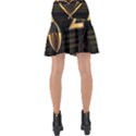 Black and Gold Abstract Line Art Pattern Wrap Front Skirt View2