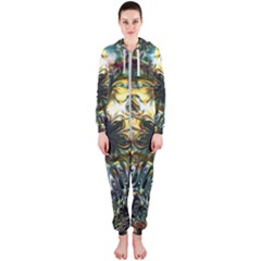 Multicolor Floral Art Copper Patina  Hooded Jumpsuit (ladies)  by CrypticFragmentsDesign