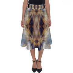 Retro Hippie Vibe Psychedelic Silver Perfect Length Midi Skirt by CrypticFragmentsDesign