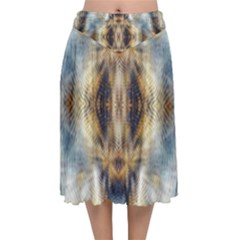Retro Hippie Vibe Psychedelic Silver Velvet Flared Midi Skirt by CrypticFragmentsDesign