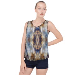 Retro Hippie Vibe Psychedelic Silver Bubble Hem Chiffon Tank Top by CrypticFragmentsDesign