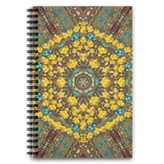 Mandala Faux Artificial Leather Among Spring Flowers 5 5  X 8 5  Notebook by pepitasart