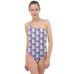 Halloween Ghost Bat Classic One Shoulder Swimsuit by Dutashop