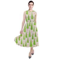 Christmas Green Tree Round Neck Boho Dress by Dutashop