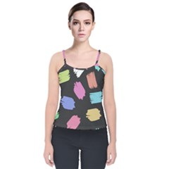 Many Colors Pattern Seamless Velvet Spaghetti Strap Top by Dutashop