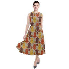 Sea Turtle Sea Life Pattern Round Neck Boho Dress by Dutashop