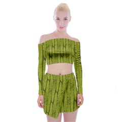 Fern Texture Nature Leaves Off Shoulder Top With Mini Skirt Set by Dutashop