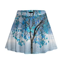 Crystal Blue Tree Mini Flare Skirt by icarusismartdesigns