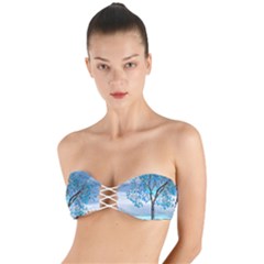 Crystal Blue Tree Twist Bandeau Bikini Top by icarusismartdesigns
