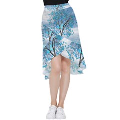 Crystal Blue Tree Frill Hi Low Chiffon Skirt by icarusismartdesigns