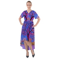 Tree Sunset Front Wrap High Low Dress by icarusismartdesigns