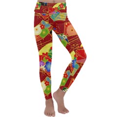 Floral Abstract Kids  Lightweight Velour Classic Yoga Leggings by icarusismartdesigns