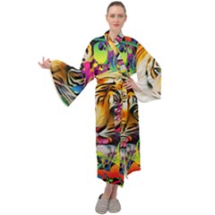 Tiger In The Jungle Maxi Velour Kimono by icarusismartdesigns