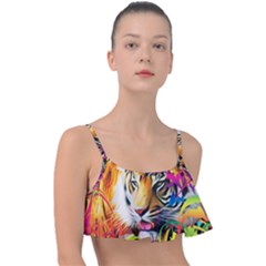 Tiger In The Jungle Frill Bikini Top by icarusismartdesigns