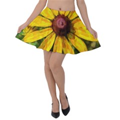 Sunflower Painting Velvet Skater Skirt by ExtraAwesomeSauce