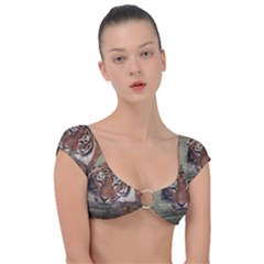Swimming Tiger Cap Sleeve Ring Bikini Top by ExtraAwesomeSauce