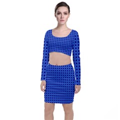 Basket Weave Basket Pattern Blue Top And Skirt Sets by Dutashop