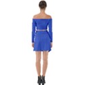 Basket Weave Basket Pattern Blue Off Shoulder Top with Skirt Set View2