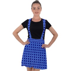 Basket Weave Basket Pattern Blue Velvet Suspender Skater Skirt by Dutashop