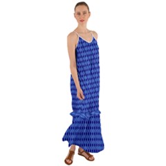 Basket Weave Basket Pattern Blue Cami Maxi Ruffle Chiffon Dress by Dutashop