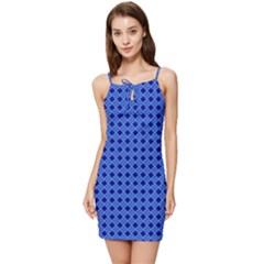 Basket Weave Basket Pattern Blue Summer Tie Front Dress by Dutashop
