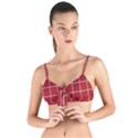 Red buffalo plaid Tie Up Cut Bikini Top View1