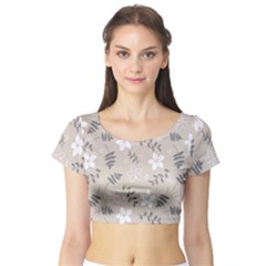Flower  Short Sleeve Crop Top by SychEva